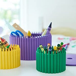 Crayola Round Storage Box - Creative Kids Art Storage Container With Lid For Storing Pens, Pencils, Crayons And Other Craft Supplies, Cerulean, Kids 3+ Years