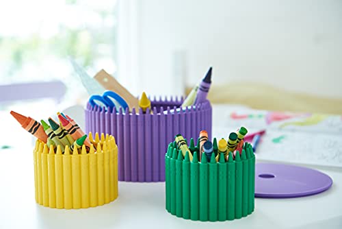 Crayola Round Storage Box - Creative Kids Art Storage Container With Lid For Storing Pens, Pencils, Crayons And Other Craft Supplies, Cerulean, Kids 3+ Years
