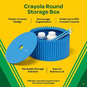 Crayola Round Storage Box - Creative Kids Art Storage Container With Lid For Storing Pens, Pencils, Crayons And Other Craft Supplies, Cerulean, Kids 3+ Years