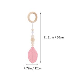 Gadpiparty Wooden Hanging Toys Baby Play Gym 4PCS Wooden Baby Gym Toys Gym Activity Set Infant Sensory Toys for Playing Gyms Pink