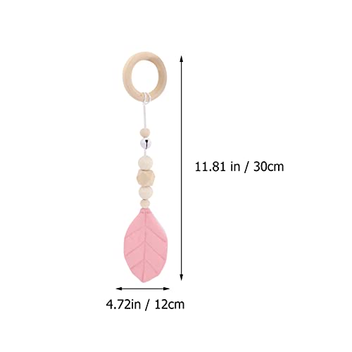 Gadpiparty Wooden Hanging Toys Baby Play Gym 4PCS Wooden Baby Gym Toys Gym Activity Set Infant Sensory Toys for Playing Gyms Pink