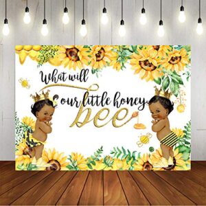 what will little honey bee backdrop gender reveal party decorations for baby shower boy or girl gender reveal sunflower background photo banner 7x5ft