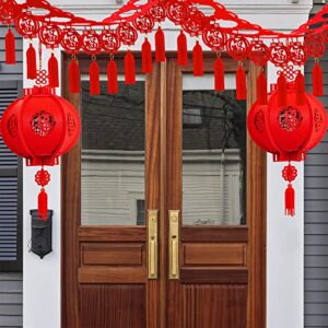 Winlyn 7 Set Chinese New Year Party Decorations Chinese Red Lanterns Lucky Garland Good Luck Garland Decorative Chinese Red Hanging Garlands for Asian Chinese Lunar New Year Spring Festival Décor