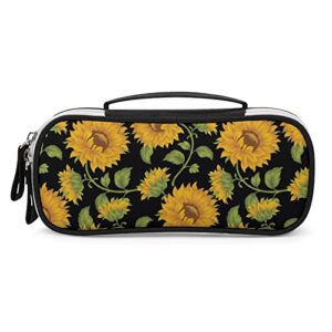 sunflowers pencil case bag large capacity stationery pouch with handle portable makeup bag desk organizer
