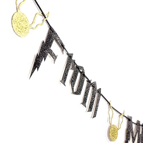 From Muggle To Mrs banner-Harry Potter Theme Bachelor Party Supplies,Bridal Shower Bachelor Decorations, Black Glitter Wizard Garland, Bachelor Girl Photo Props