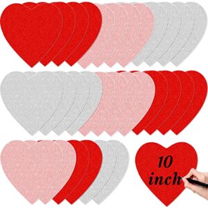 10 inch heart shape paper cut-outs large glitter paper hearts double sided craft heart decor for kids love and peace school craft projects valentine’s day decor 36 pieces