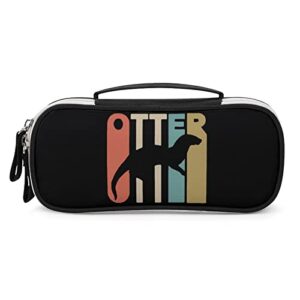 vintage style otter pencil case bag large capacity stationery pouch with handle portable makeup bag desk organizer