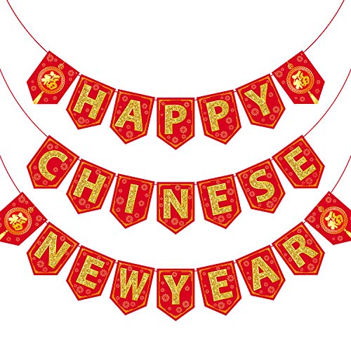 Chinese New Year Bunting Banner Letter 2023 Year of Rabbit Party Bunting Banner Festive Decorations for Chinese New Year