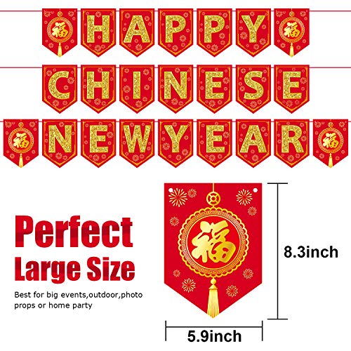 Chinese New Year Bunting Banner Letter 2023 Year of Rabbit Party Bunting Banner Festive Decorations for Chinese New Year