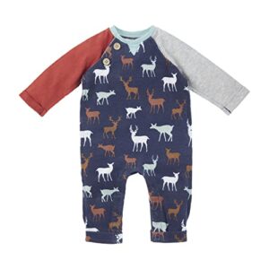 mud pie baby boy deer print bodysuit, blue, 6-9 months