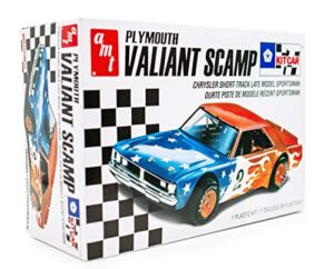 amt plymouth valiant scamp – chrysler short-track late model sportsman – 1/25 scale model kit – buildable vintage vehicles for kids and adults