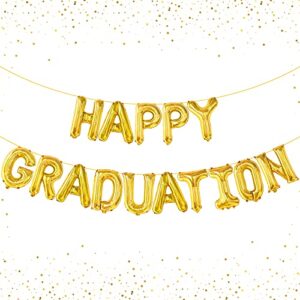 xtralarge, gold happy graduation banner – 16 inch, graduation foil balloons | graduation party supplies 2023 for graduation party decorations 2023 | graduation banner for graduation decorations 2023