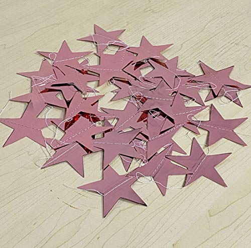 CareCheer Glitter Star Garland Banner Decoration, 130 Feet Bright Gold Star Hanging Bunting Banner Backdrop for Engagement Wedding Baby Shower Birthday Christmas Decor (Rose Gold)