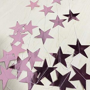 CareCheer Glitter Star Garland Banner Decoration, 130 Feet Bright Gold Star Hanging Bunting Banner Backdrop for Engagement Wedding Baby Shower Birthday Christmas Decor (Rose Gold)