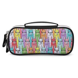 rainbow llamas pencil case bag large capacity stationery pouch with handle portable makeup bag desk organizer