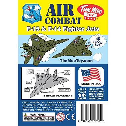 TimMee Plastic Army Men Combat Fighter Jets - 4pc OD Green Airplanes Made in USA