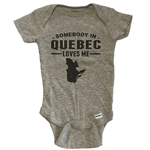 Somebody in Quebec Loves Me One Piece Baby Bodysuit - Grey, 3-6 Months Grey