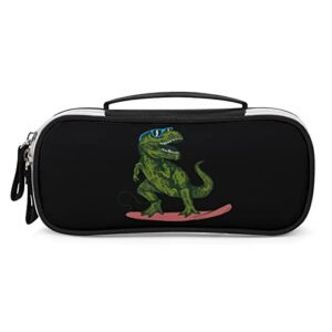 surfing dinosaur pencil case bag large capacity stationery pouch with handle portable makeup bag desk organizer