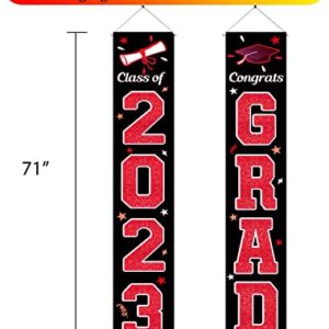 KMUYSL 2023 Graduation Banners,Hanging Flags Porch Sign - Class of 2023 & Congrats Grad Banner, 2023 Graduation Decorations Party Supplies for Indoor/Outdoor Home Door Decor