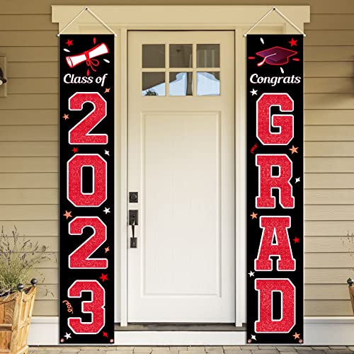 KMUYSL 2023 Graduation Banners,Hanging Flags Porch Sign - Class of 2023 & Congrats Grad Banner, 2023 Graduation Decorations Party Supplies for Indoor/Outdoor Home Door Decor