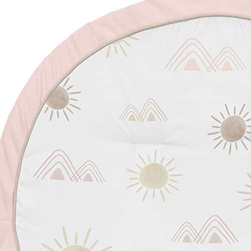 Sweet Jojo Designs Boho Desert Sun Girl Baby Playmat Tummy Time Infant Play Mat - Blush Pink Mauve Gold Taupe Bohemian Watercolor Mountains Southwest Nature Outdoors Minimalist Geometric