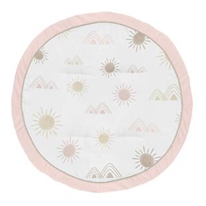 sweet jojo designs boho desert sun girl baby playmat tummy time infant play mat – blush pink mauve gold taupe bohemian watercolor mountains southwest nature outdoors minimalist geometric