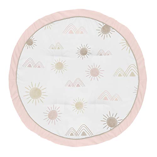 Sweet Jojo Designs Boho Desert Sun Girl Baby Playmat Tummy Time Infant Play Mat - Blush Pink Mauve Gold Taupe Bohemian Watercolor Mountains Southwest Nature Outdoors Minimalist Geometric