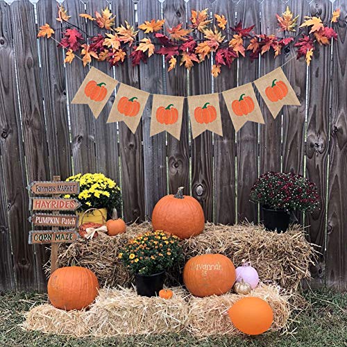 Uniwish Pumpkin Banner Happy Fall Y’all Garland Thanksgiving Day Decorations Birthday Baby Shower Home Décor Rustic Harvest Bunting