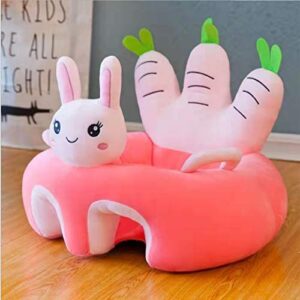 vocheer baby sitting chair, comfortable infant soft plush floor support seat baby learning to sit soft animal shaped baby sofa for newborn(radish rabbit)