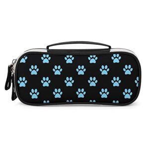 blue paws pattern pencil case bag large capacity stationery pouch with handle portable makeup bag desk organizer