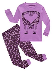 family feeling giraffe love baby girls long sleeve pajamas sets cotton sleepwears infant kids pjs size 18-24 months