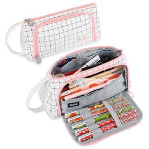 isuperb portable pencil case large capacity cotton linen stationery organizer storage zipper compartments pen bag pouch makeup bag