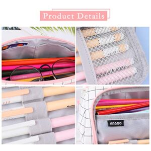 iSuperb Portable Pencil Case Large Capacity Cotton Linen Stationery Organizer Storage Zipper Compartments Pen Bag Pouch Makeup Bag