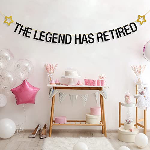 T-minimalist The Legend Has Retired Banner, Glitter Happy Retirement Party Decorations Favors, Welcome Back / Celebrate Decors Supplies, Time to Relax Theme Bunting Banner, Black, 11.7 Feet