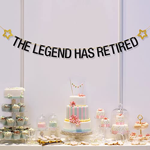 T-minimalist The Legend Has Retired Banner, Glitter Happy Retirement Party Decorations Favors, Welcome Back / Celebrate Decors Supplies, Time to Relax Theme Bunting Banner, Black, 11.7 Feet