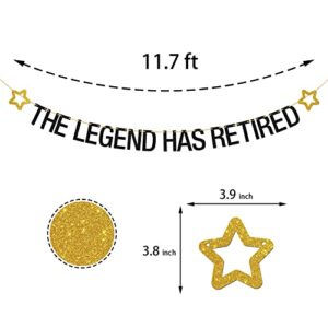 T-minimalist The Legend Has Retired Banner, Glitter Happy Retirement Party Decorations Favors, Welcome Back / Celebrate Decors Supplies, Time to Relax Theme Bunting Banner, Black, 11.7 Feet