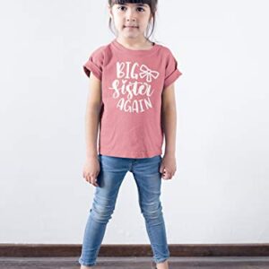 Olive Loves Apple Bow Big Sister Again Sibling Announcement Shirts for Baby and Toddler Girls Sibling Outfits Mauve Shirt