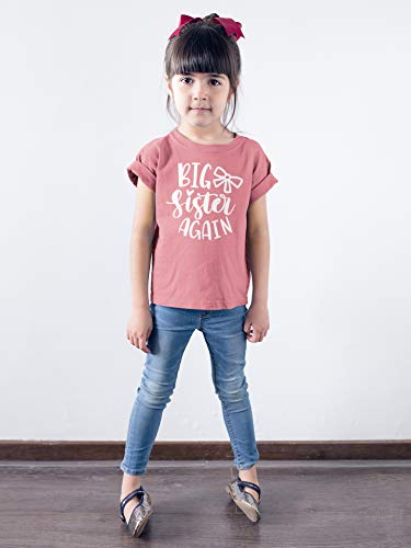 Olive Loves Apple Bow Big Sister Again Sibling Announcement Shirts for Baby and Toddler Girls Sibling Outfits Mauve Shirt