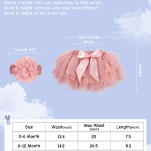 Simplicity Toddler Girls Tutu Skirt with Inner Shorts Baby Tutu Skirt w/Flower Headband Newborn Photography Outfits Girl,Bean Sand,0-6 Months