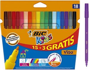 bic kids visa colouring pens – pack of 18 (15 plus 3)