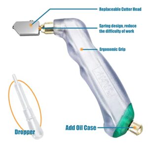 NewShark Glass Cutter Pistol Grip (3mm-15mm), Ergonomic Grip Tungsten Carbide Glass Cutting Tool with Oil Reservoir, Perfect for Glass Cutting/Tiles/Mirror/Mosaic/Window