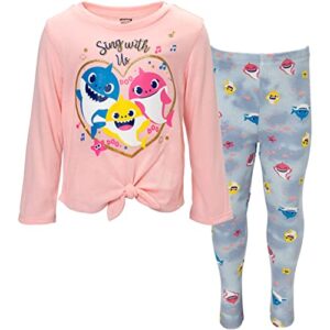 pinkfong baby shark daddy mommy baby girls t-shirt legging blue/pink 18-24 months