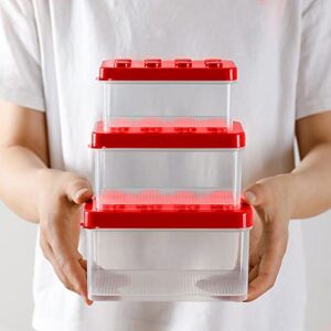 Mivofun Small Toys Storage Containers Set of 3, Organizers Bin with Brick Shaped Lids, for Building Blocks Parts, Puzzles, Small Items, Crafts, Jewelry, Hardware - Plastic Chest