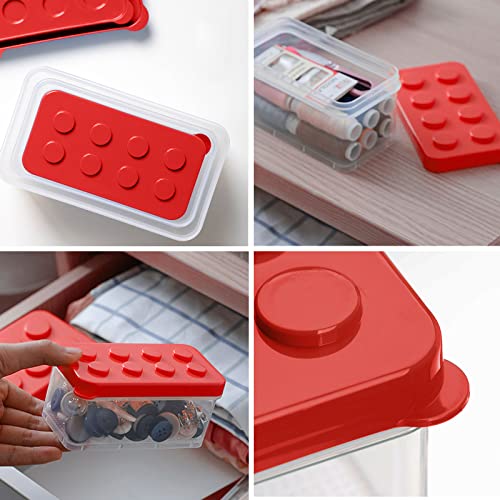 Mivofun Small Toys Storage Containers Set of 3, Organizers Bin with Brick Shaped Lids, for Building Blocks Parts, Puzzles, Small Items, Crafts, Jewelry, Hardware - Plastic Chest