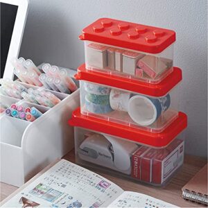 Mivofun Small Toys Storage Containers Set of 3, Organizers Bin with Brick Shaped Lids, for Building Blocks Parts, Puzzles, Small Items, Crafts, Jewelry, Hardware - Plastic Chest