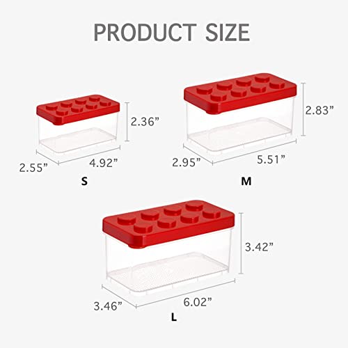 Mivofun Small Toys Storage Containers Set of 3, Organizers Bin with Brick Shaped Lids, for Building Blocks Parts, Puzzles, Small Items, Crafts, Jewelry, Hardware - Plastic Chest