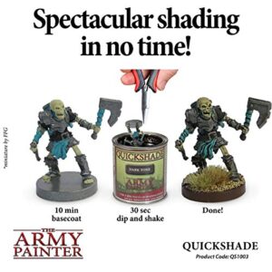 The Army Painter Quickshade Miniature Varnish for Miniature Painting, Dark Tone Model Paint Quickshade Varnish, Pot/Can, 250 ml, Approximately 8.45 oz