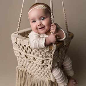 S.N.HANDICRAFTS Luxurious Boho Macrame Baby Swing Natural Rope Hammock for Baby Macrame Swing Chair for Baby SN 55 One Size