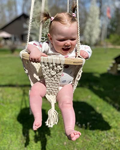 S.N.HANDICRAFTS Luxurious Boho Macrame Baby Swing Natural Rope Hammock for Baby Macrame Swing Chair for Baby SN 55 One Size