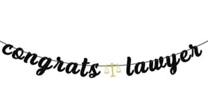 glitter congrats lawyer banner – congrats grad case closed bunting, law school survivor class of 2022 graduation party decorations black